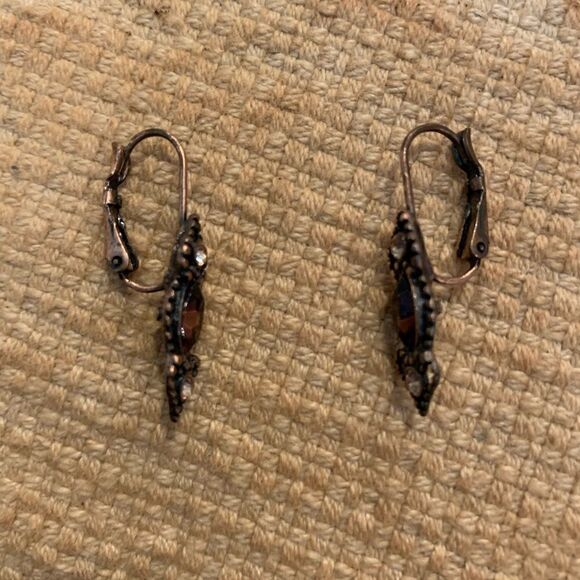 Chocolate Rhinestone Vintage Style Drop Earrings - Picture 2 of 5